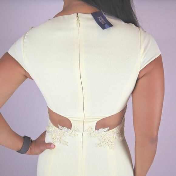 NWT Marchesa Notte Yellow Fields Lace Formal Gown $1245 - Picture 9 of 13